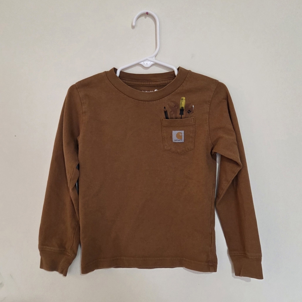 Carhartt Boys' Brown Long-Sleeve Pocket Tee